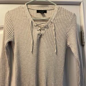 Atmosphere Gray Long Sleeve Shirt with Lace up. Size 6. Worn once.